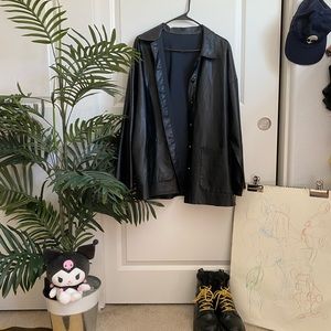 flexible faux leather jacket